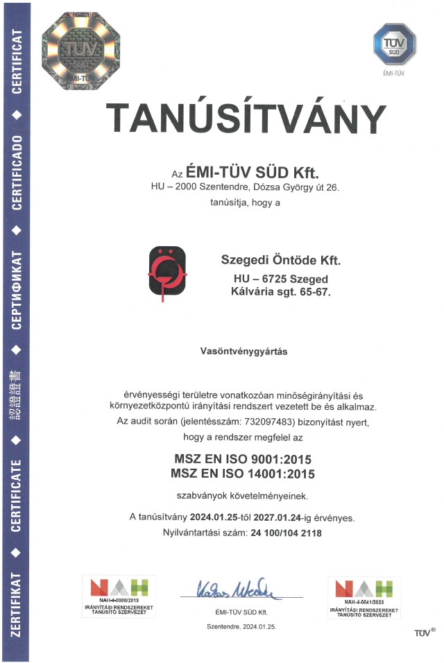 TÜV tanusítvány
